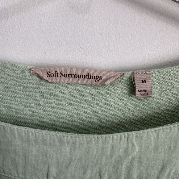 Soft Surroundings Sweatshirt M Seafoam Green Tie Cuffs Boat Neck Beachy Top - Picture 5 of 10